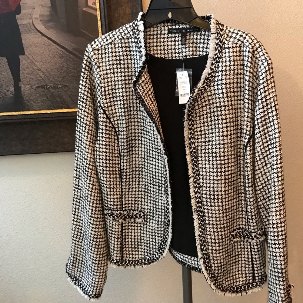 WHITE HOUSE BLACK MARKET   NWT   BLACK & WHITE BLAZER SIZE LARGE